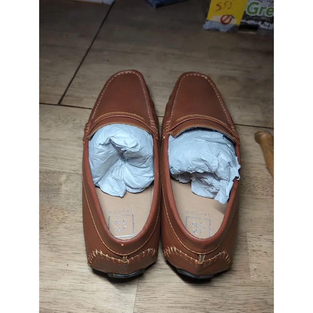 Jaxson JXSN Casual Tan Leather Loafers Men's‎ 13 Slip-On Rubber Sole